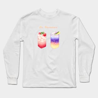 Vacation Gradient Fruit Drink Illustration 漸層飲料插畫 (Colored Pencil 色鉛筆) Long Sleeve T-Shirt